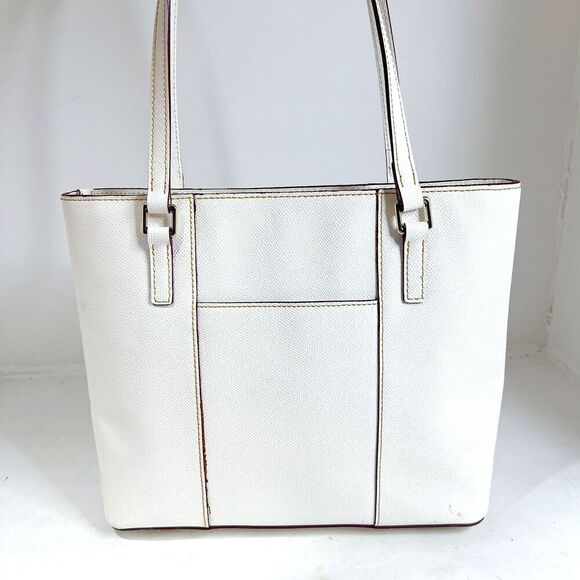 Dooney & Bourke Saffiano Pebble Grain Small Lexington White Leather Tote Bag - Picture 3 of 10